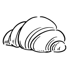 手描きのクロワッサン　白黒