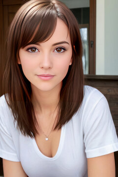 Gorgeous brown eyed girl photoshoot. Generative AI.