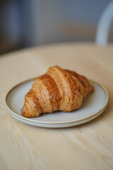 Fresh croissant background. French croissant