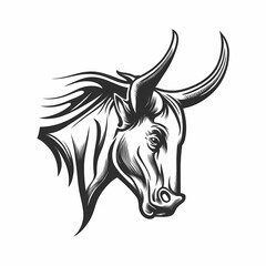 Long Horn Cattle Logo. Generative AI