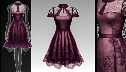 beautiful burgundy knee length bridesmaid dress/occasion dress