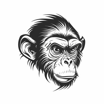 Monkey Tattoo Isolated On White Background. Generative AI