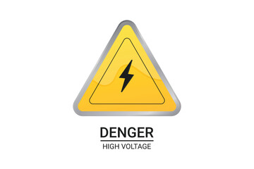 Danger symbol with High voltage sign And bolt warning triangular yellow sign Vector Element.
