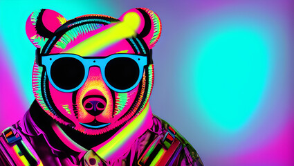 Neon Bear In His Shades