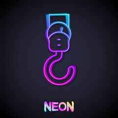 Glowing neon line Spring scale icon isolated on black background. Balance for weighing. Determination of weight. Vector