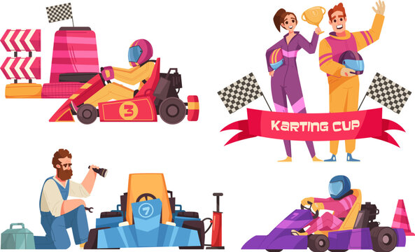 Karting Cartoon Set