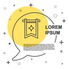 Black line Medieval flag icon isolated on white background. Country, state, or territory ruled by a king or queen. Random dynamic shapes. Vector