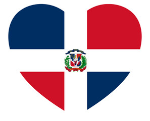 Dominican Republic flag in heart shape isolated  on  transparent  background