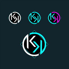 KK trendy letter logo design with circle