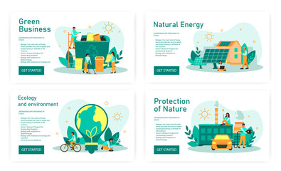 Naklejka na ściany i meble Ecology and eco friendly web banner for nature and protect the environment. Related of ecology, vector illustration