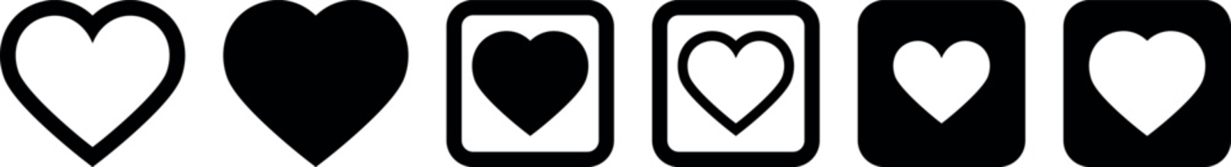 Heart. A heart icon. Simple illustration in black, filled and transparent.