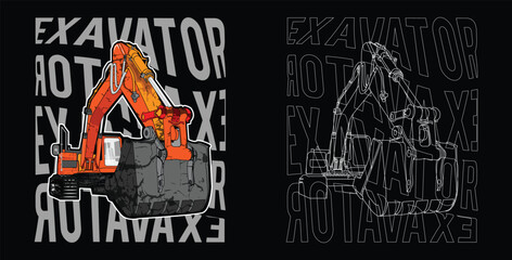 vector illustration of a construction excavator