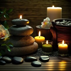 Fototapeta na wymiar Ambiente zen para la relajación con velas