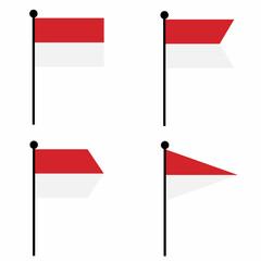 Monaco waving flag icon set in 4 shape versions. Collection of flagpole sign for identity, emblem, and infographic. 