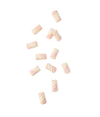 Falling marshmallow rainbow twist cutout, Png file.