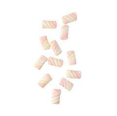 Falling marshmallow rainbow twist cutout, Png file.