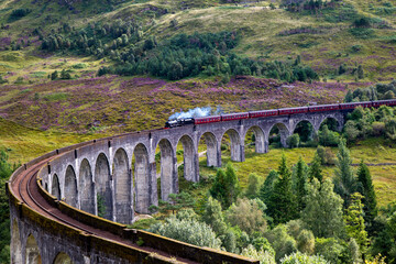 Famous train rail in Glenfinnan call Jacobite Express
