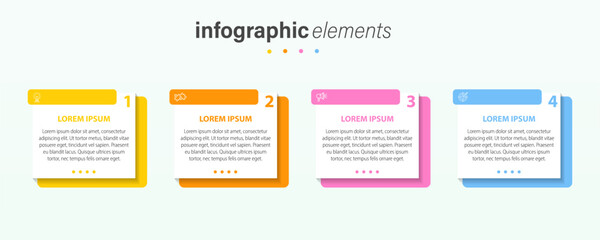 Creative concept for infographic with 4 steps. Four colorful graphic elements. Timeline design for brochure, presentation. Infographic design layout, Concept of business model with 4 successive steps.