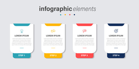 Creative concept for infographic with 4 steps. Four colorful graphic elements. Timeline design for brochure, presentation. Infographic design layout, Concept of business model with 4 successive steps.