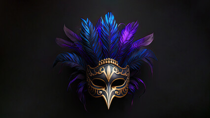 Colourful Masquerade Mask With Feathers, Carnival Concept.