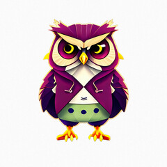 Cute and adorable owl wearing Custome outfits, transparent image, AI art.