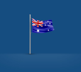 Australia waving flag on solid ground.