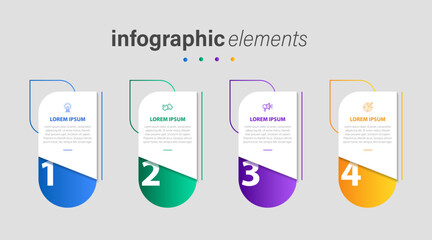 Vector infographic flat template oval color for four label, diagram, graph, presentation. Business concept with 4 options. For content, flowchart, steps, timeline, workflow, marketing. EPS10
