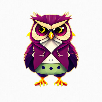 Cute and adorable owl wearing Custome outfits, transparent image, AI art.