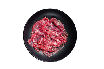 Marbled beef meat carpaccio.  Isolated, transparent background.