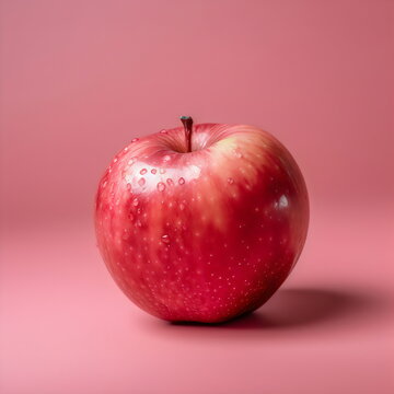 Pink Lady Apple Isolated On Pink Studio Background, Made With Generative Ai