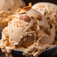 salted caramel ice-cream, close up - ai generated