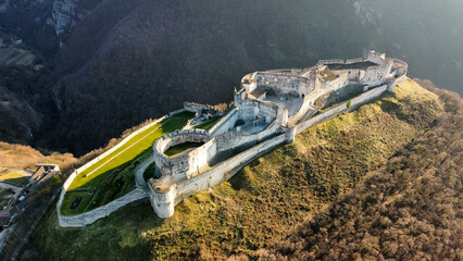 Panoramic view of Beseno Castle.