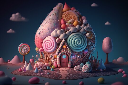 A Magical World Filled With Sweets And Candy Created By Generative AI