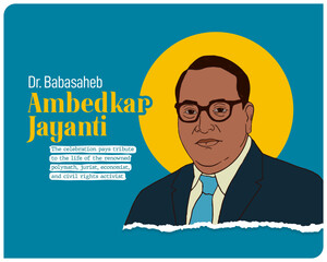 Illustration of Dr. Bhimrao Ambedkar. Celebration of Ambedkar Jayanti 14th April.