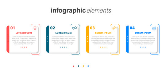 Fototapeta Creative concept for infographic with 4 steps. Four colorful graphic elements. Timeline design for brochure, presentation. Infographic design layout, Concept of business model with 4 successive steps. obraz