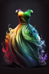 Rainbow inspired gown ball dress. Generative AI