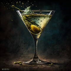 dry martini with olives.ai generative.