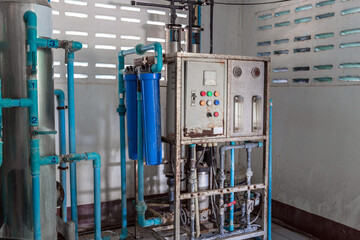 Reverse osmosis system for water drinking plant system of automatic treatment and multi-level filtration of drinking water produced from well.