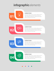 Modern infographic template with 4 steps. Business unique creative shape template with options for brochure, diagram, workflow, timeline, web design, presentation. Infographic design. Vector EPS 10.
