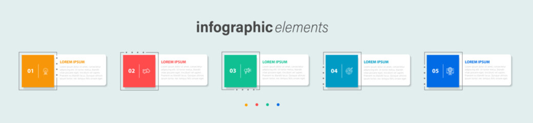 Colorful infographic template with 5 steps. Business circle template with options for brochure, diagram, workflow, timeline, web design. Vector EPS 10