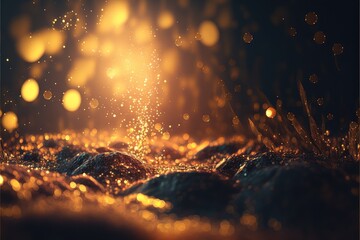 golden glitter particles wallpaper for fashionable look generative ai