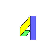 Font alphabet folded from colored paper, number made in multi-colored ribbon, vector illustration 10EPS