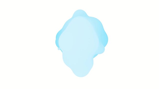 3D animation of an abstract smooth liquid blue shape on a white background. 4k seamless 3d animation. Smooth animation of bubbles, metaball with inner glow.