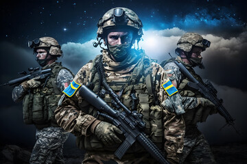 Fototapeta premium soldier in camouflage generative ai
