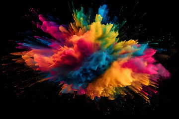 Explosion of colored paint Generative AI
