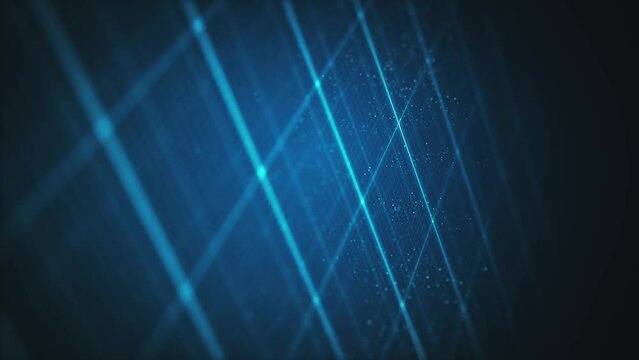 Abstract Technology Digital Grid Background/ 4k animation of an abstract high technology background with digital grid facets and particles slowly rotating