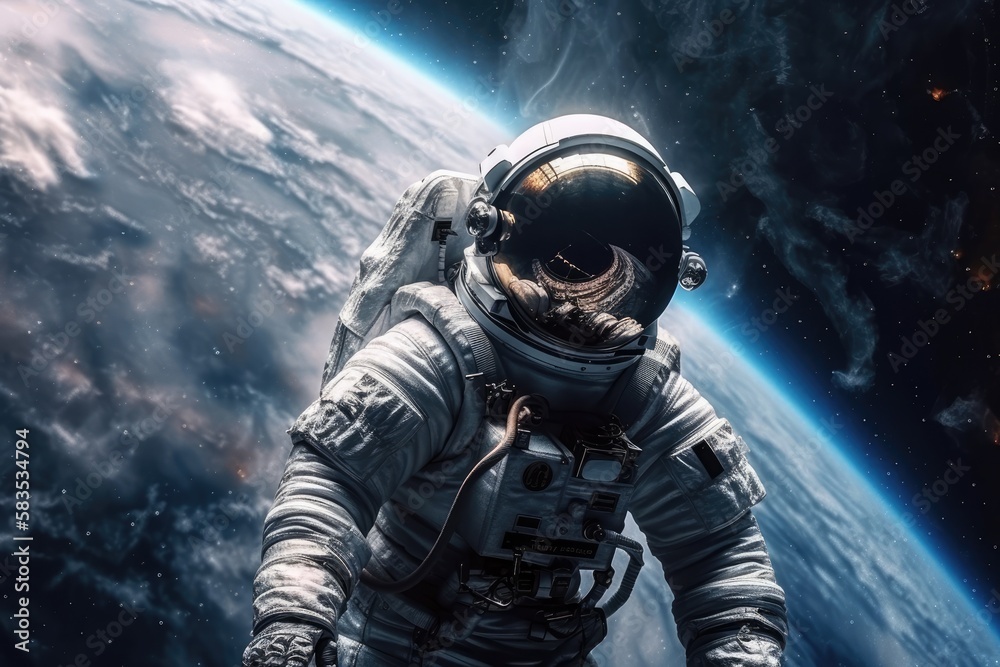 Poster astronaut in deep space, made with generated ai