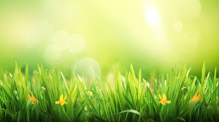 Fototapeta premium spring background with fresh grass. - lush, foliage, botanical, flora, fauna, outdoors.