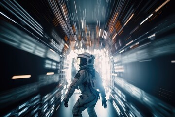 Astronaut travelling in hyperspace, made with generative ai