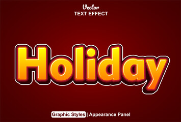 Obraz premium holiday text effect with orange and red graphic style editable.